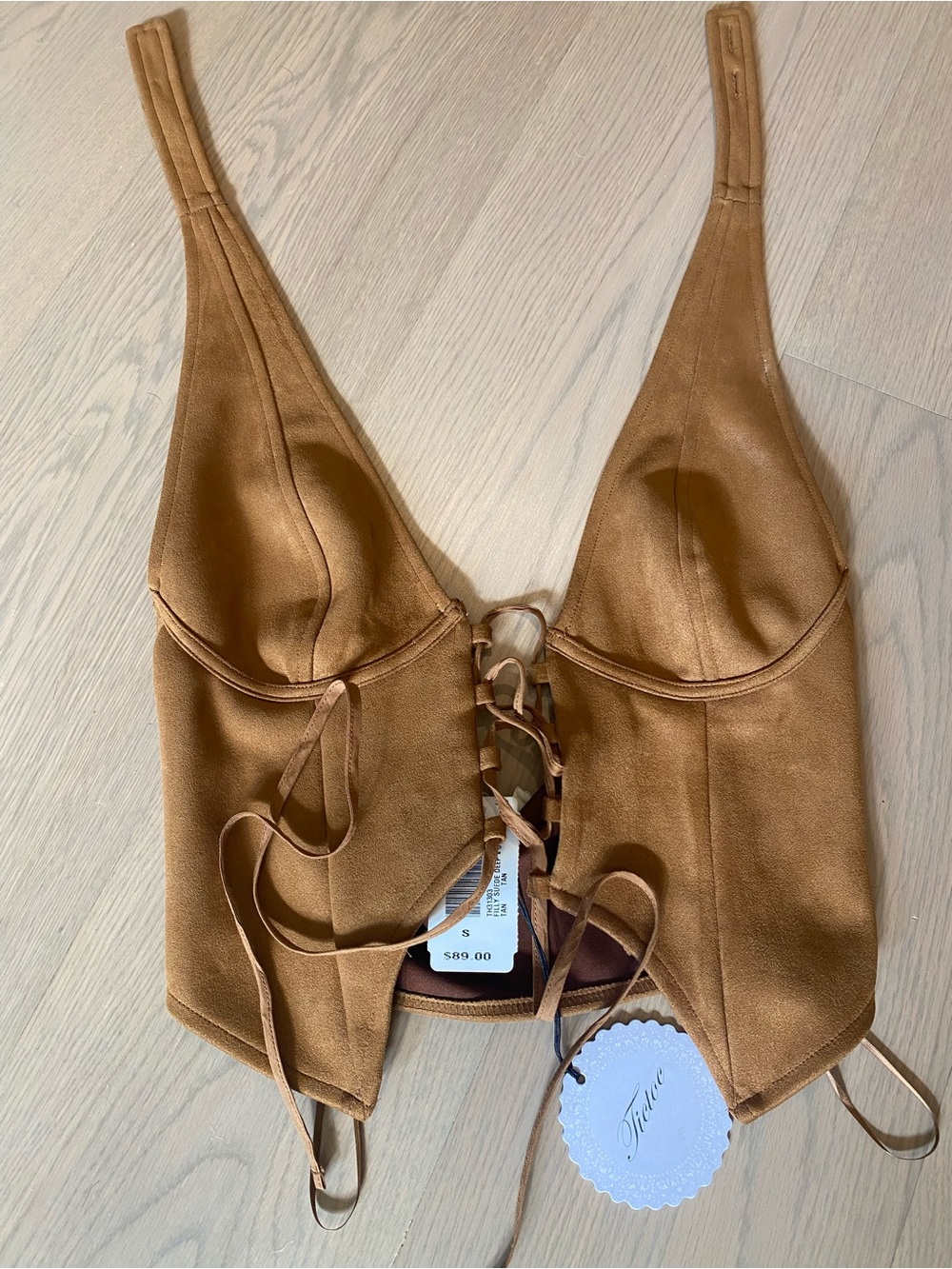 Tan Lace-Up Women’s Corset-Style Top new